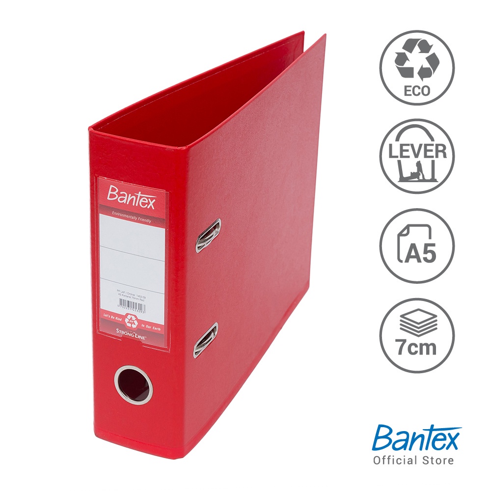 

[Artomas] Bantex Lever Arch File Ordner Plastic A5 Kwitansi 7cm Red 1453 09