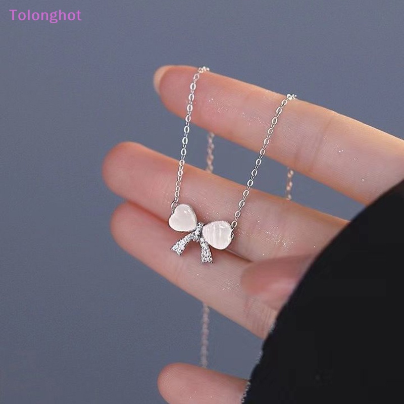 Tolonghot&gt; Versi Korea Zirkon Ikatan Simpul Liontin Kalung Untuk Wanita Warna Silver Ringan Manis Klavikula Rantai Perhiasan Sederhana Elegan well