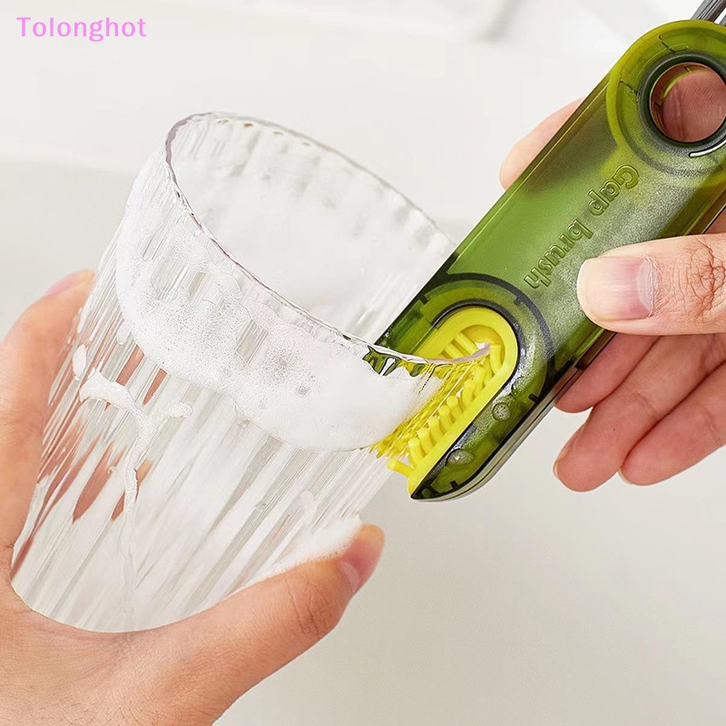 Tolonghot&gt; 3in1 Sikat Pembersih Celah Botol al Cup Cleaning Brushes Water Bottles Clean Tool Mini Silicone U-Shaped Brush well