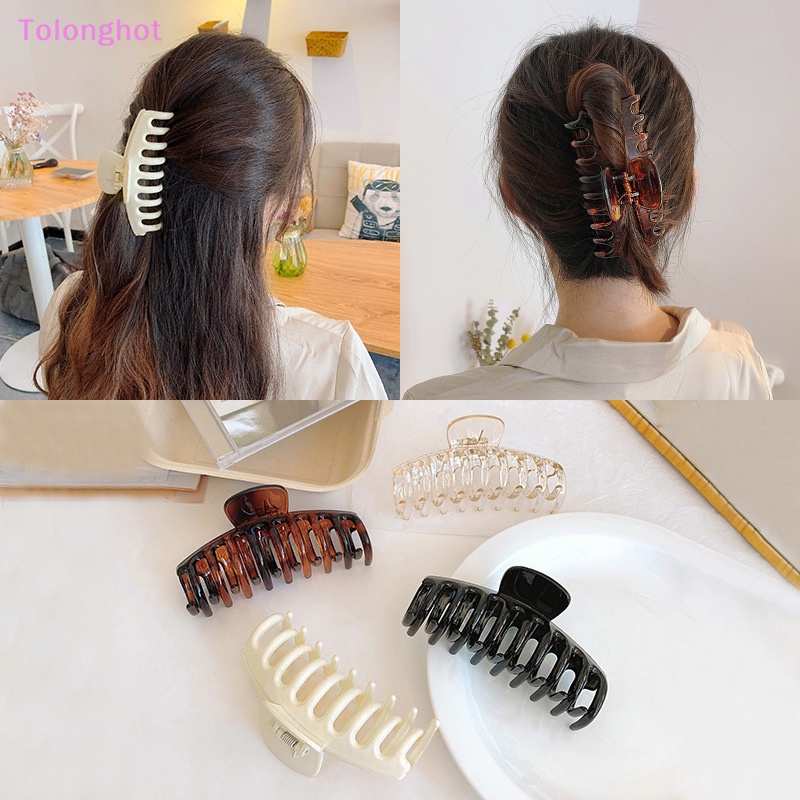 Tolonghot&gt; Wanita Ekstra Besar Hair Claw Clip Crab Barrette Cewek Ponytail Hair Claws Mandi Klip Fashion Aksesoris Rambut Hadiah Hiasan Kepala well