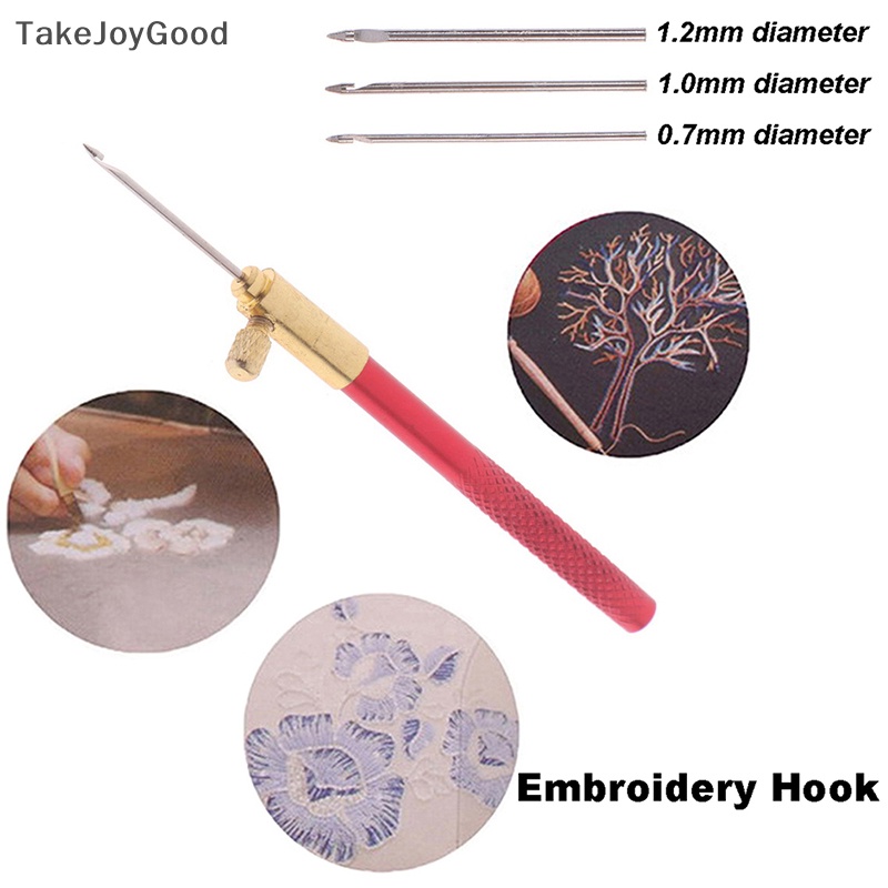 Takejoygood Bordir Tambour Crochet Hooks Alat Knitg Dengan 3s French Crochet QWP