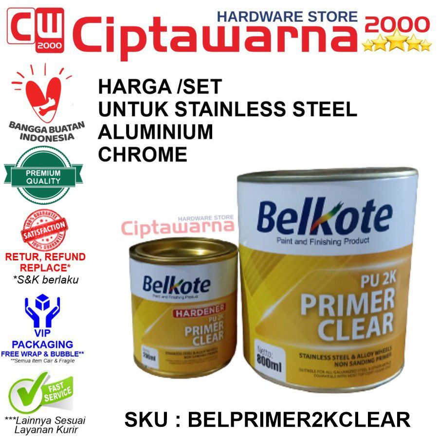 BELKOTE : PU 2K Primer Clear Untuk Stainless Steel Aluminium 1 Liter - CWK