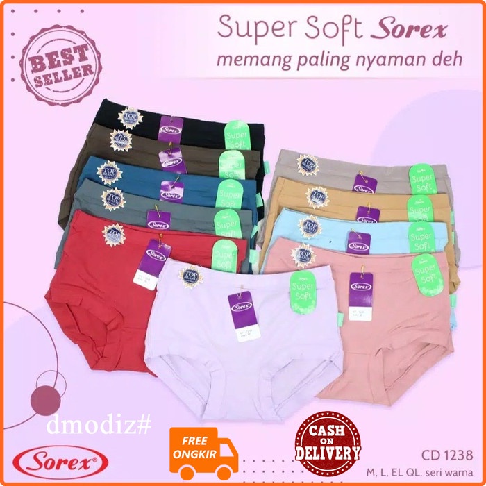 New Promo Style Celana Dlm Wanita Sorex 1238 Lusinan | CD Sorex Lusinan Harga Grosir - L, 6 pcs