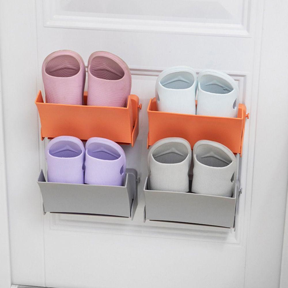 Rak Sepatu Tempel Dinding Yang Dapat Dilipat, Rak Sepatu Yang Dipasang Di Dinding Yang Dapat Dilipat, Rak Sandal Multifungsi Dua Lapis Tahan Air Bebas Pukulan Kamar Tidur