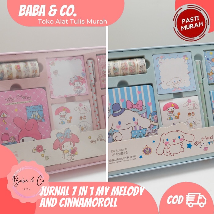 

✨BISA COD✨ -PAKET JURNAL DAIRY 7 IN 1 MY MELODY AND CINNAMOROLL BUKU MURAH COD - Merah Muda