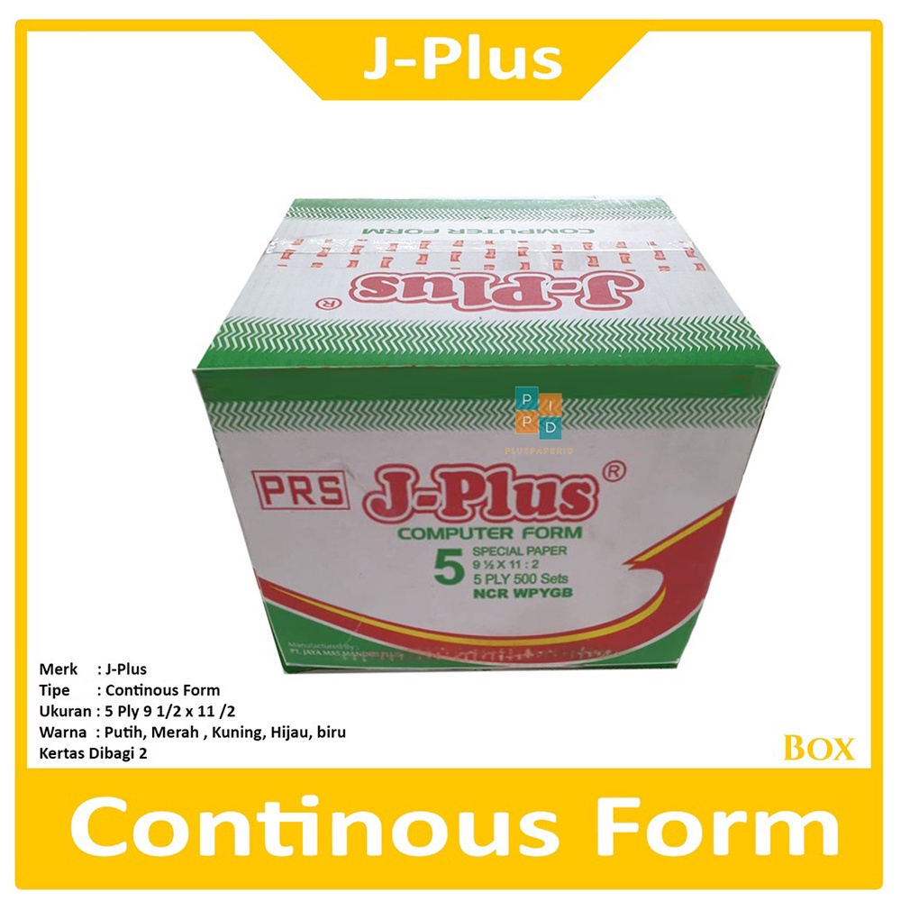 

J-Plus - Continous Form 5 Ply 9 1/2 x 11 K5/2 Ncr Kertas Komputer - Box