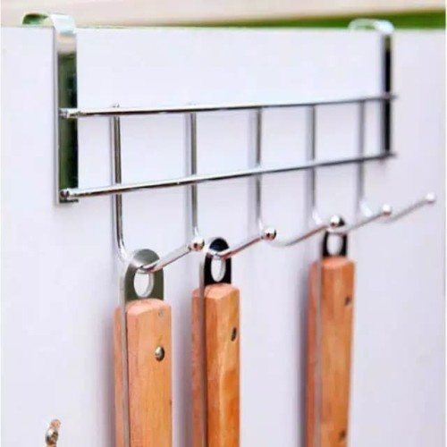 Gantungan Pintu 5 Kait Hanger Stainless Baju Alat Dapur Door Hook Serbaguna