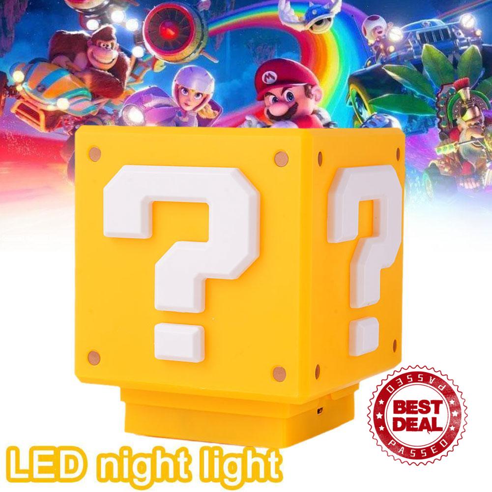 Mario Bros LED Tanda Tanya Sounding USB Charging Light Night Lampu Samping Tempat Tidur 10*10*11cm Meja P7X3