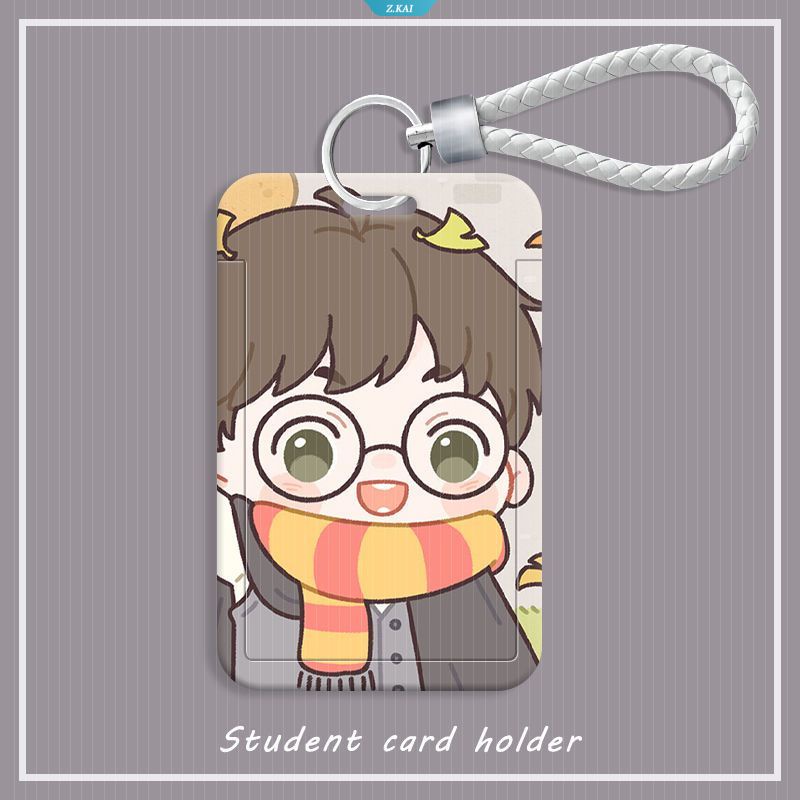 Kartun Anime Harry Potter Hogwarts Gantungan Kunci Kartu Kredit ID Holder Tas Siswa Wanita Pria Cowok Travel Bank Bus Sampul Kartu Nama [ZK]