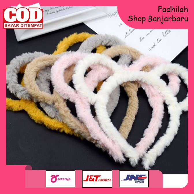 BANDO RAMBUT LUCU KARAKTER HEWAN BULU HALUS BONDU MOTIF KUPING KELINCI KUCING BERUANG BANDANA CAT BEAR RABBIT FASHION KOREA STYLE | FADHILAH SHOP BJB