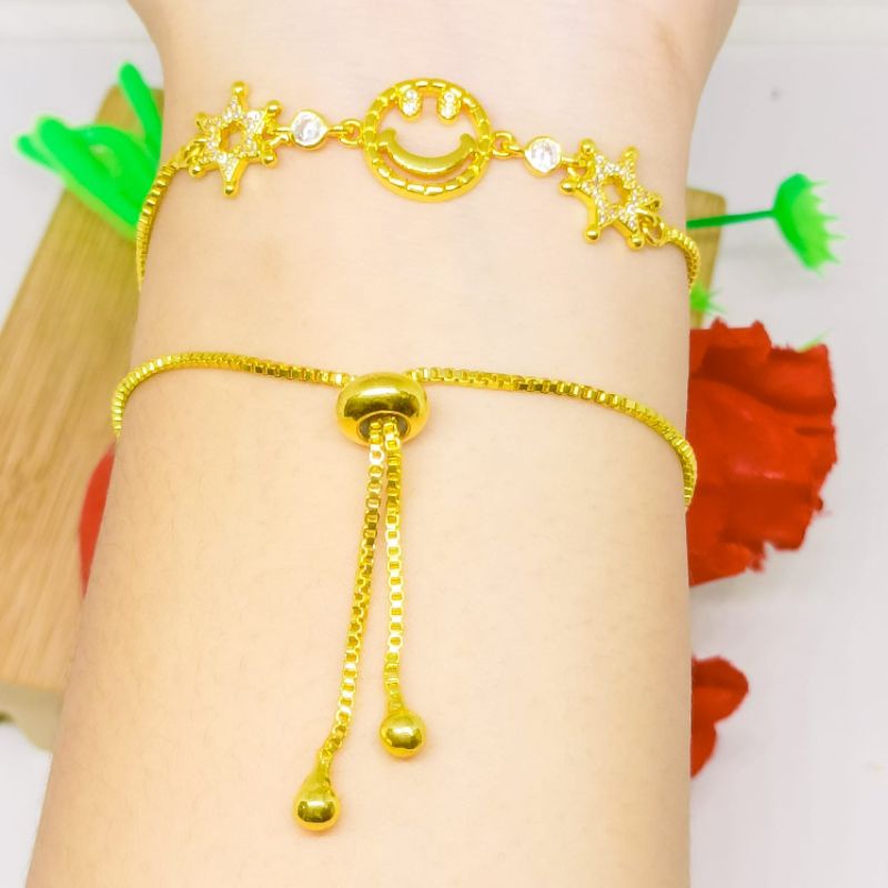 Gelng Serut Love Perhiasan Lapis Emas 24K gold Gelang Tangan Bracelet Fashion bangle
