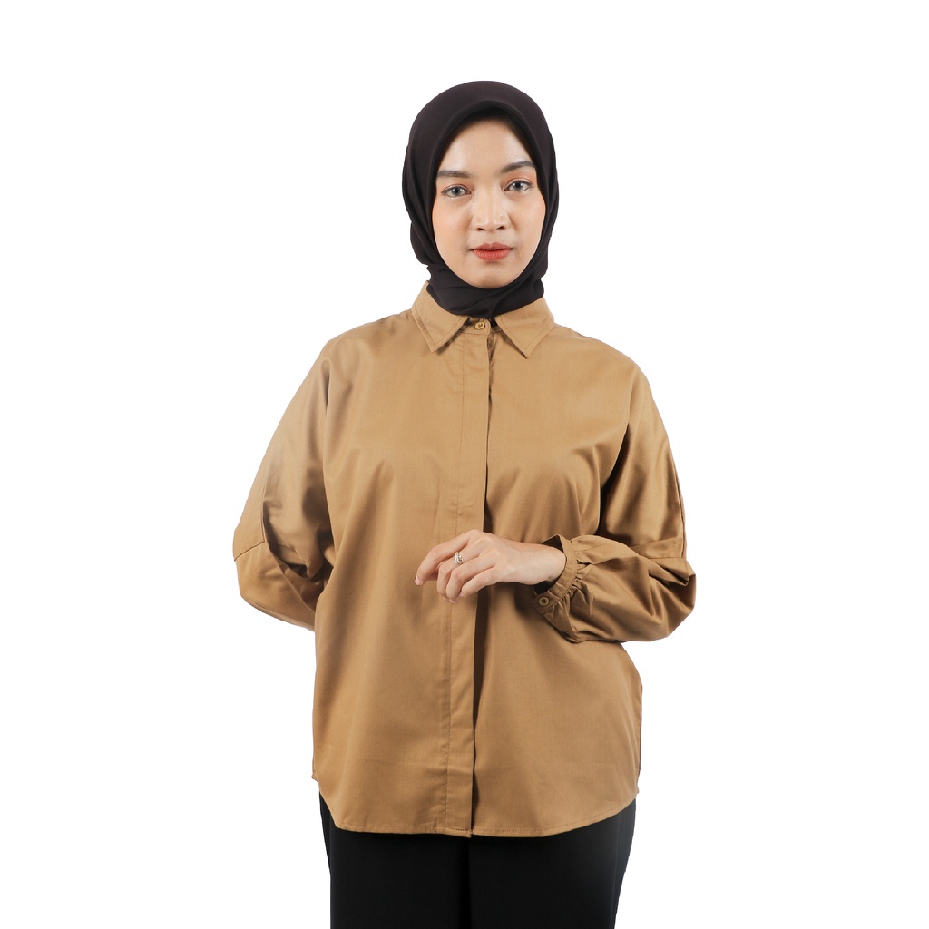 Ohya  Kemeja Wanita Oversize Shirt Armeria Mustard Kemeja Wanita