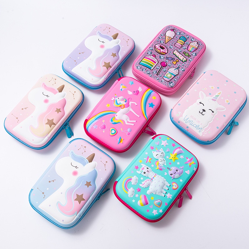 

Tempat Pensil 3D Timbul Anak Karakter Motif Lucu Bahan EVA Waterproof / Kotak Pensil Anak Sekolah Silikon Alat Tulis 3