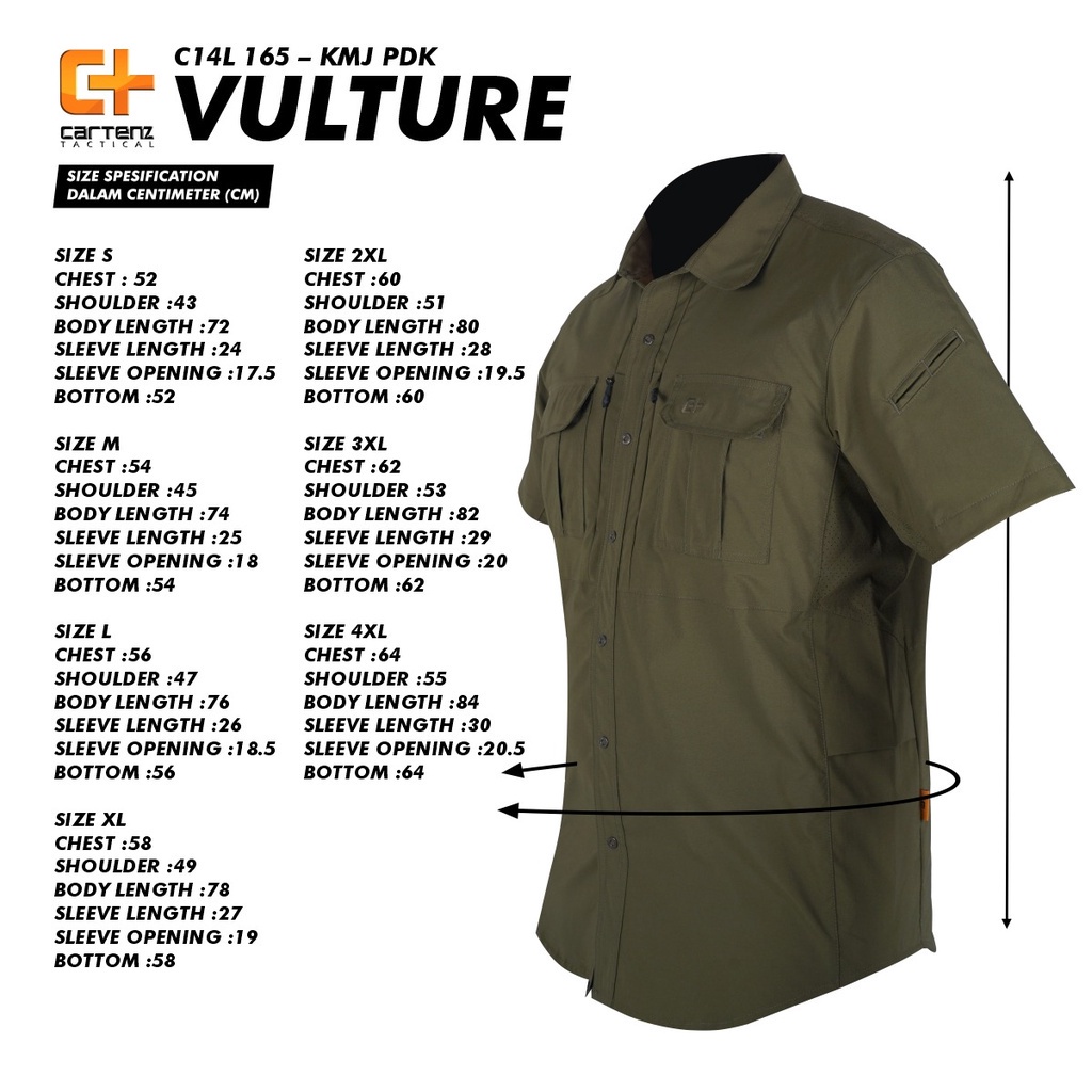 Kemeja Pendek Pria Vulture Cartenz Tactical