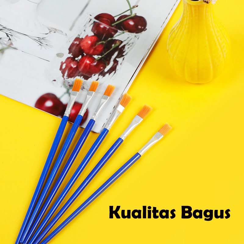 

YUH 50pcs/Set Kuas Flat / Round Kuas Lukis Paint By Number Kuas Lukis Sterofoam Kuas Cat Air Koas