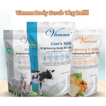 VIENNA LULUR REFILL GOAT MILK WHITENING SUSU KAMBING 1KG ORIGINAL BPOM - ISI ULANG LULUR VIENNA SUSU