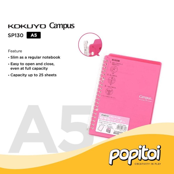 

[DD] KOKUYO Campus Smart Ring Loose Leaf Binder A5 Folder - Yellow Green