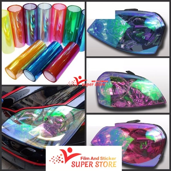 Sticker Stiker Headlamp Hybrid Skotlet Lampu Mobil Motor Lembayung Pelangi Kaca Film Lampu