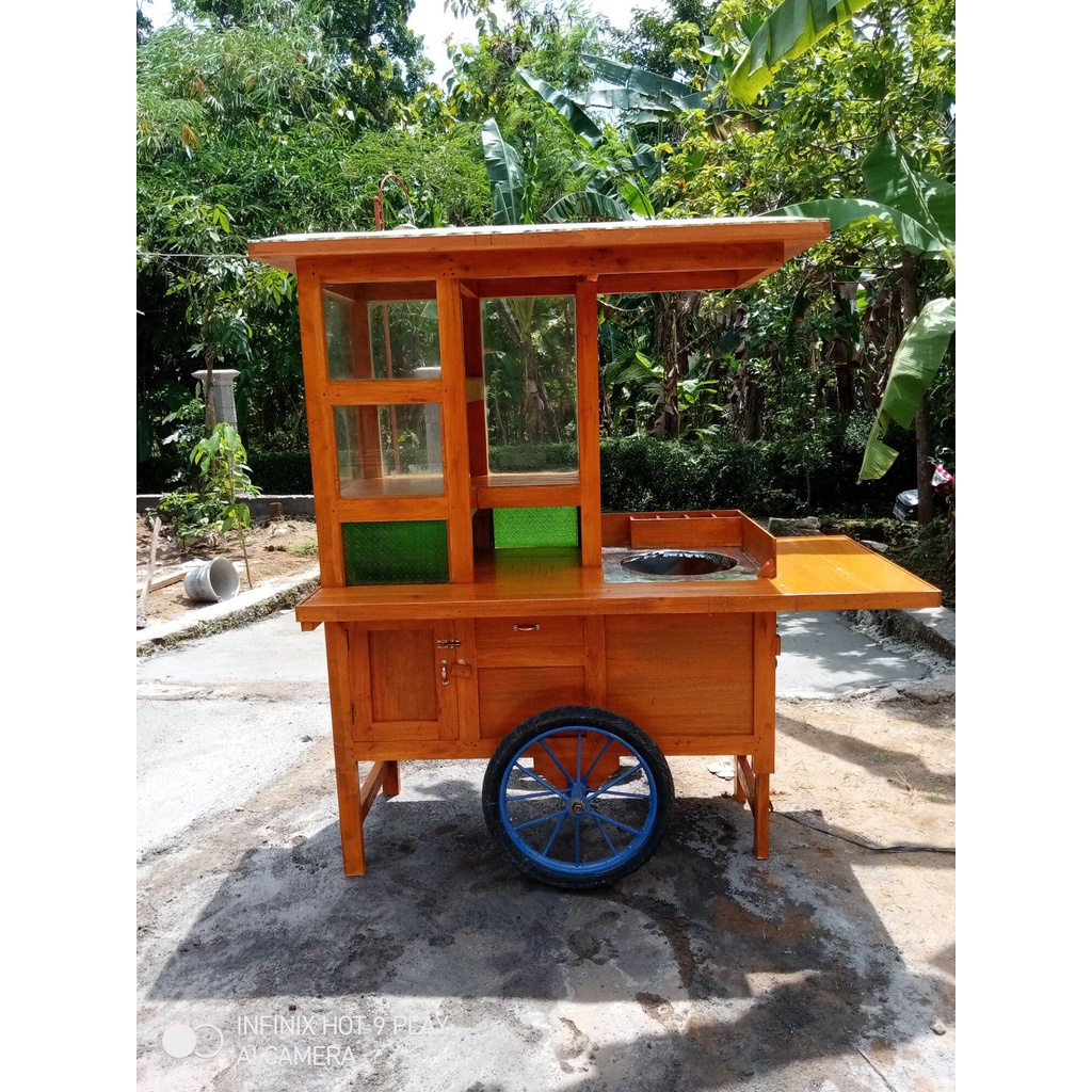 gerobak nasi goreng full kayu mahoni FREE ONGKIR