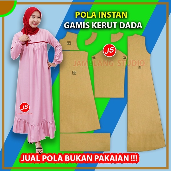 Pola Instan Gamis Kerut Dada | Aneka Pola