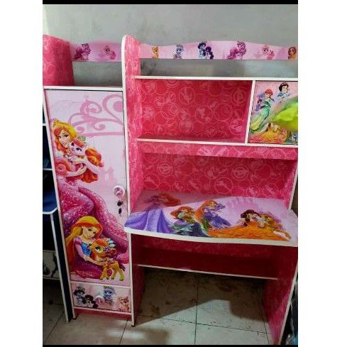 Meja Belajar Anak Karakter Barbie Tempat Rak Buku Tulis Pencil Tas Sepatu Penyimpanan Serbaguna