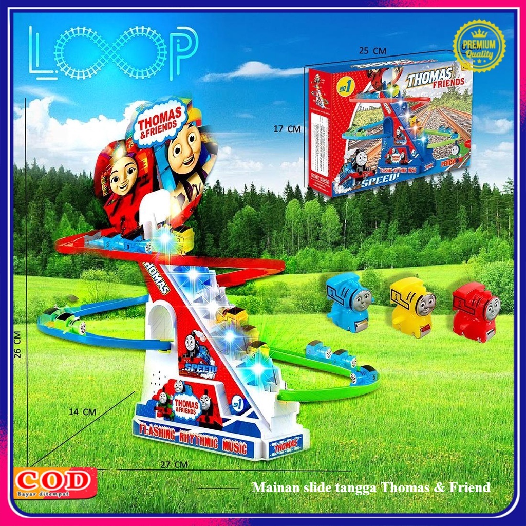 Mainan Permainan Anak Trek Rel Kereta Api Tangga Otomatis Karakter Thomas Tomas Slide Seluncur Peros