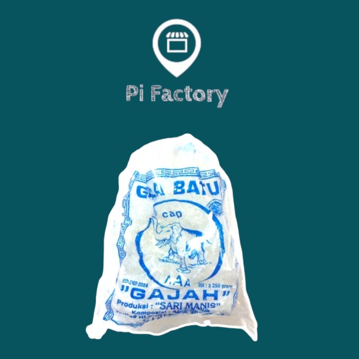 

Gula Batu Putih CAP GAJAH Khas Cirebon Kemasan 250 Grm