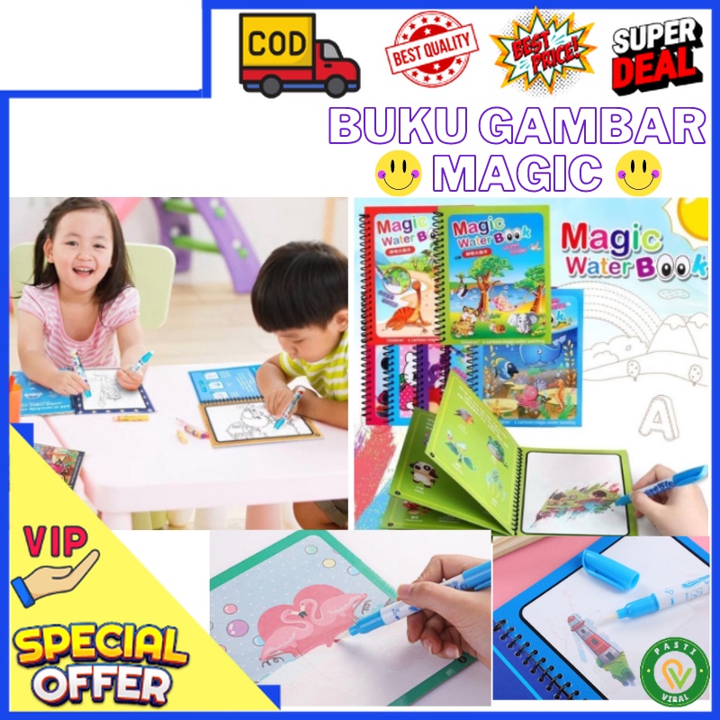 

Buku Magic Water Book Buku Gambar Mewarnai Ajaib Magic Water Pen Buku Warna Mainan Edukasi Anak Coloring Books