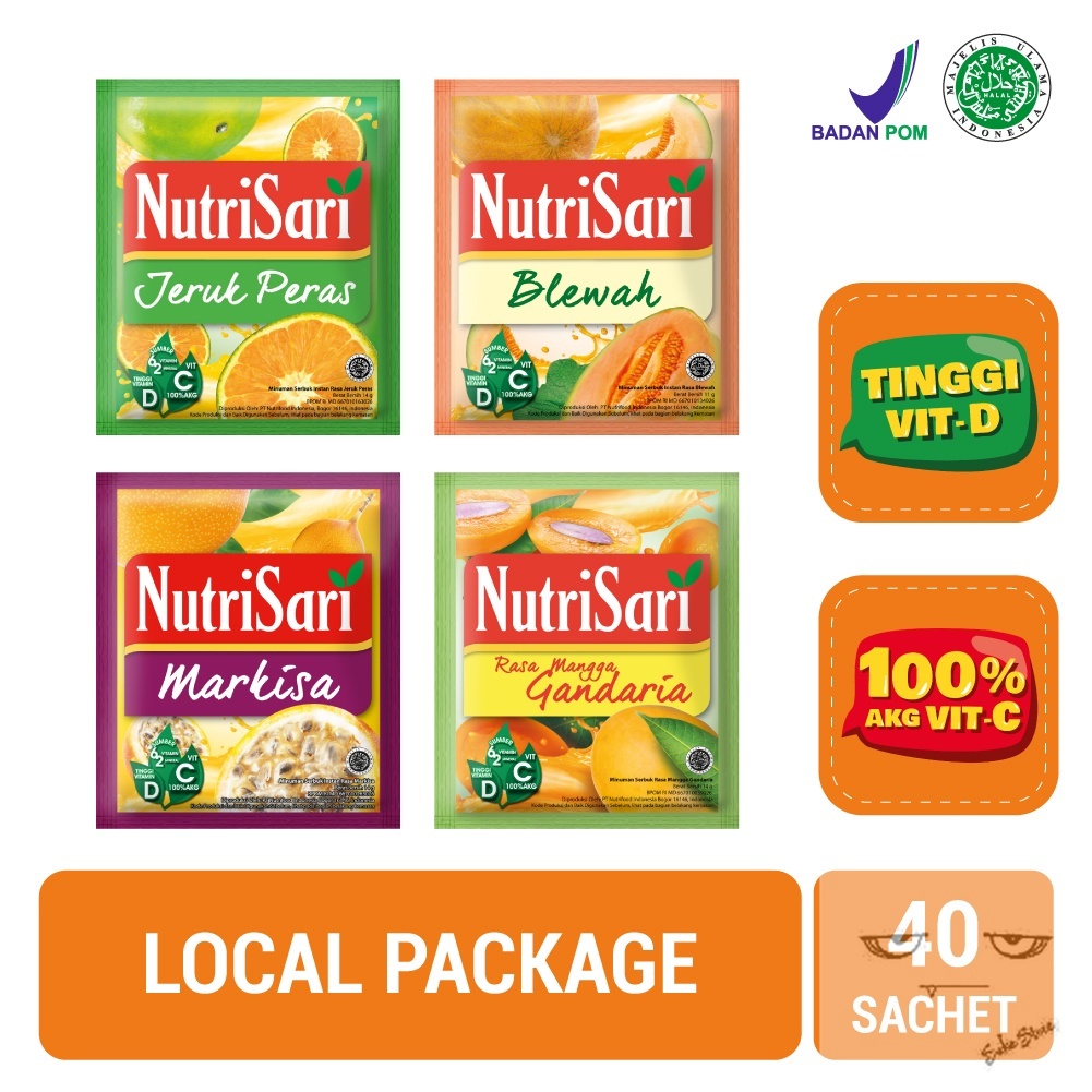 

NutriSari 4 Rasa Local Package 40 sachet - Minuman Buah Vitamin C dan Vitamin D