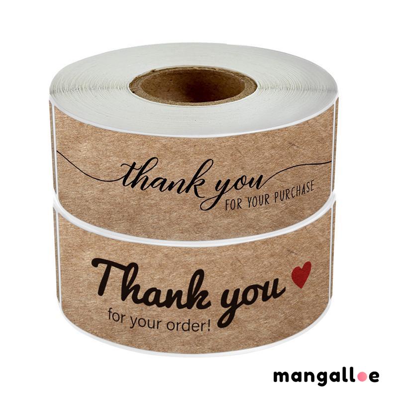 

1 roll sticker thank you terima kasih kertas kraft berbentuk persegi panjang -MG