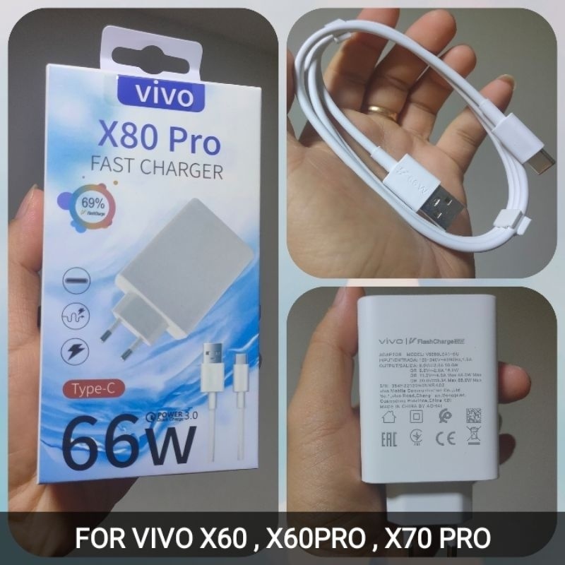 CHARGER VIVO X70 PRO , X60 , X60 PRO FAST CHARGING TYPE C ORI 66 watt