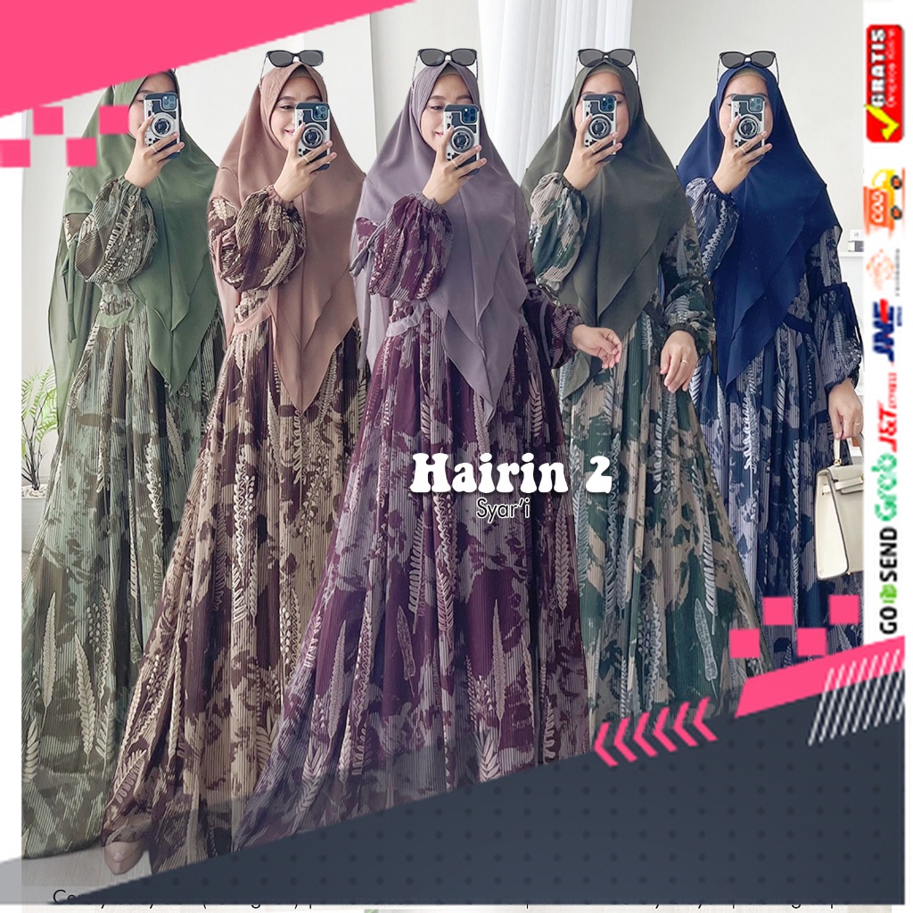 BAJU GAMIS MODEL BARU TERMURAH STYLE TRENDY /MAHDIYA OUTFIT - GAMIS HAIRIN 2 SYARI . BUSUI SET KERUD