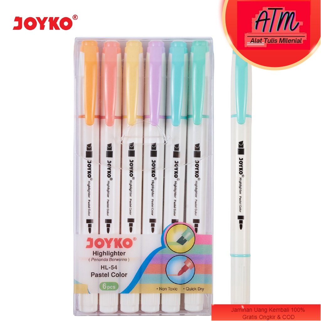 

Highlighter Penanda Joyko HL-54 1 Set 6 Pcs 6 Warna
