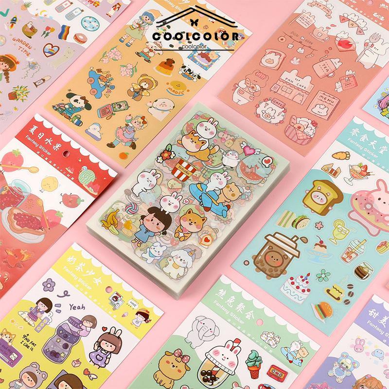 COD❤️6pc Stiker Cute Cartun Lucu Food Pet Diy Diary Jurnal Palnner Deco Hias- cl
