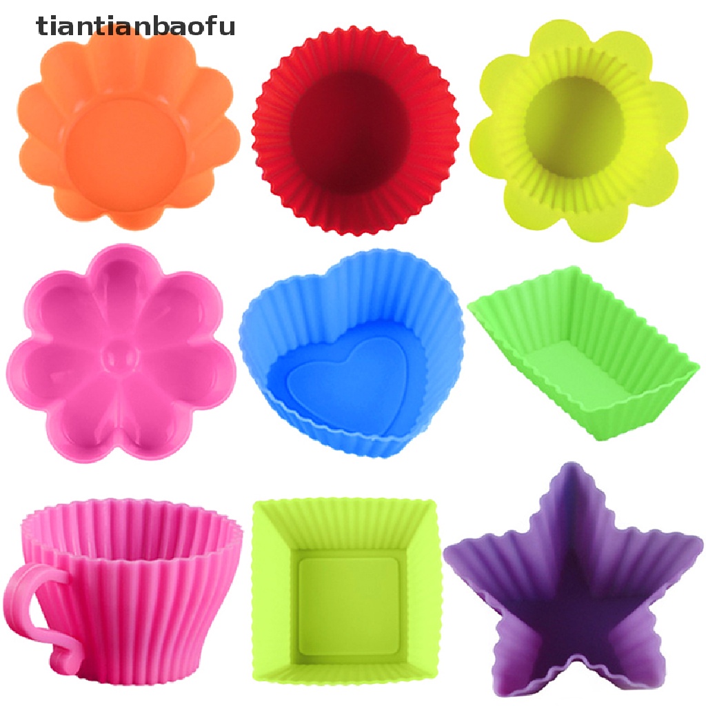[tiantianbaofu] 1pcs Cetakan Cupcake Multi Warna Baking Silicone Cup Cupcake Mold Tahan Panas Dekorasi Kue Cetakan Alat Baking Dish Butik