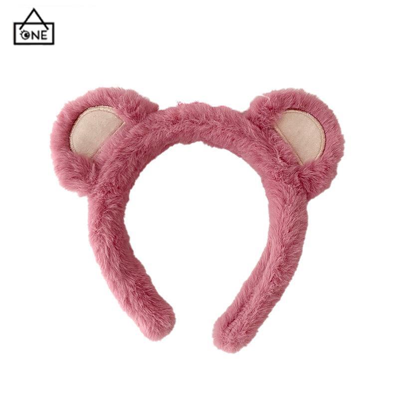 COD❤️Mewah Strawberry Bear Bando Wanita Cuci Muka Ikat Kepala Lucu Jepit Rambut Bulang-A.one