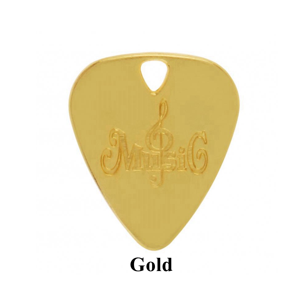 1biji Pick Gitar Zinc Alloy Gold Bronze Untuk Gitar/Bass/Ukulele Dengan Instrumen Senar Lubang Bahan Metal Plectrum Plucked