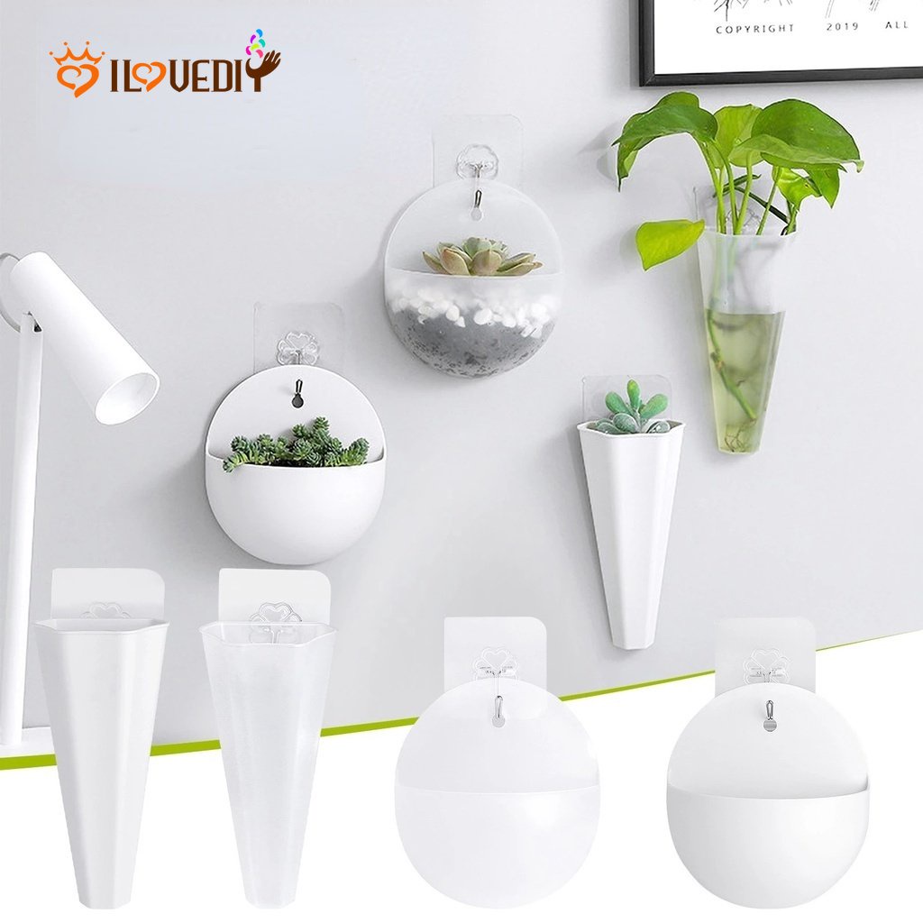 Ornamen Vas Plastik Gantung Tanaman Dinding Hidroponik/Dill Hijau Pot Bunga Keranjang Vas Bunga Dekorasi Taman/Dekorasi Pot Bunga Dinding