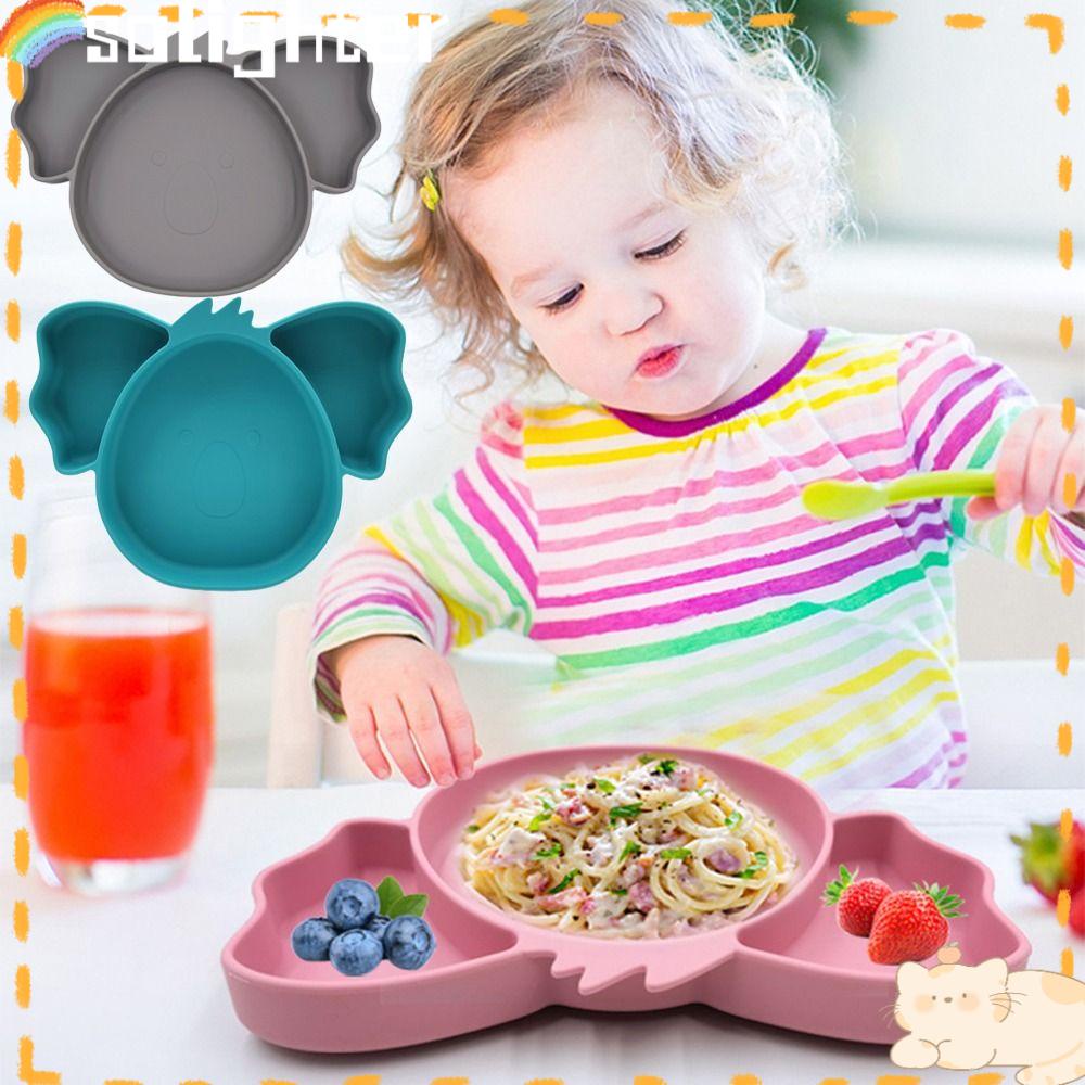 Solighter Silicone Plate Household Storage Tray Balita Tatakan Makan Anak Piring Mangkok