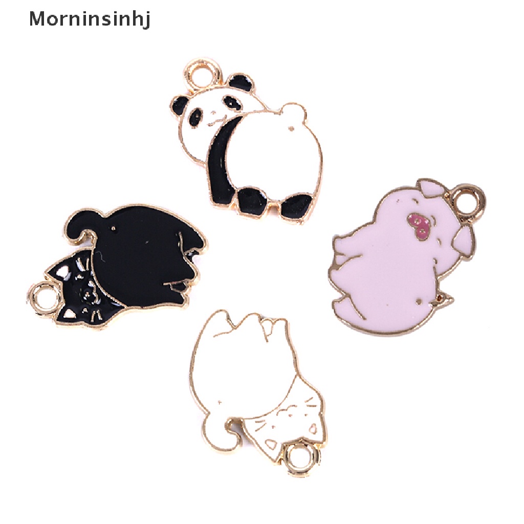 Mornin 10Pcs/Lot Enamel Alloy Babi Kucing Panda Ch Liontin Temuan Perhiasan DIY Kerajinan id