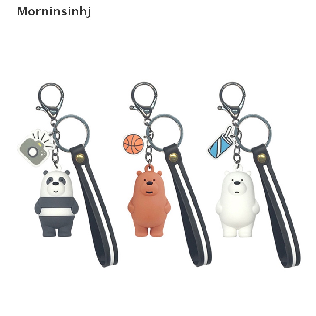 Mornin we bare bears keyrings ice bear Gantungan Kunci lanyard Tas Liontin Ornamen collect id