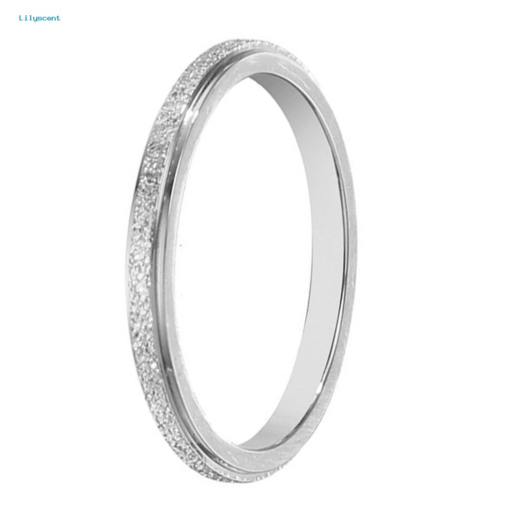 Lilyscent Pria Wanita Frosted Baja Titanium Band Jari Cincin Pernikahan Lamaran Perhiasan Hadiah