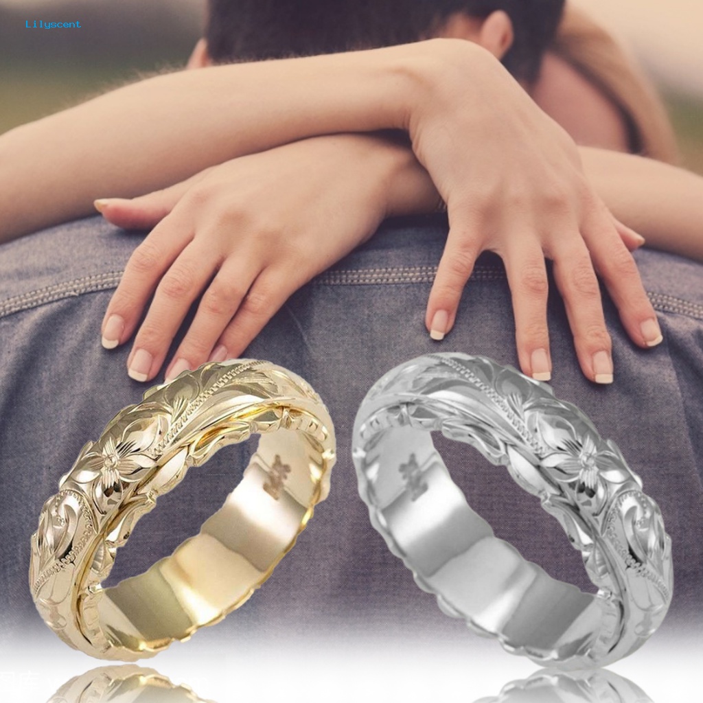 Lilyscent 14k Cincin Hadiah Untuk Pesta Alloy Desain Bunga Mawar Ring Simple