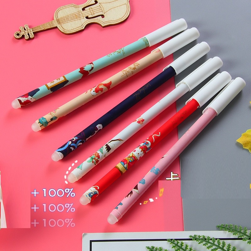 

6 Pcs Pulpen Pena Magic Tinta Biru Bisa Dihapus Motif Imlek GoK-ST0210