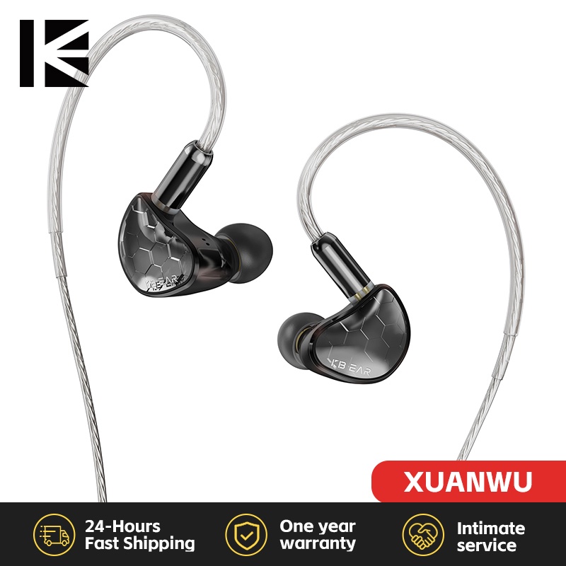 Kbear Xuanwu HIFI In-ear Earphone PU+Carbon Composite Dynamic Driver 2Pin Kabel Headphone Musik Headset Fashion Earbud