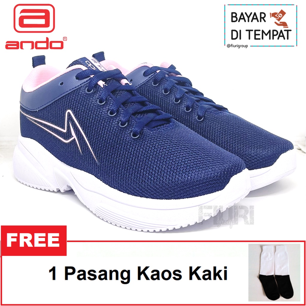 FIURI - ANDO - GANIRA 37-40 NAVY PINK - SEPATU KETS - SNEAKERS OLAHRAGA CASUAL WANITA - SEPATU JOGGING LARI GYM FITNESS CEWEK- SEPATU ANAK PEREMPUAN - SEPATU SEKOLAH BERTALI SD SMP SMA