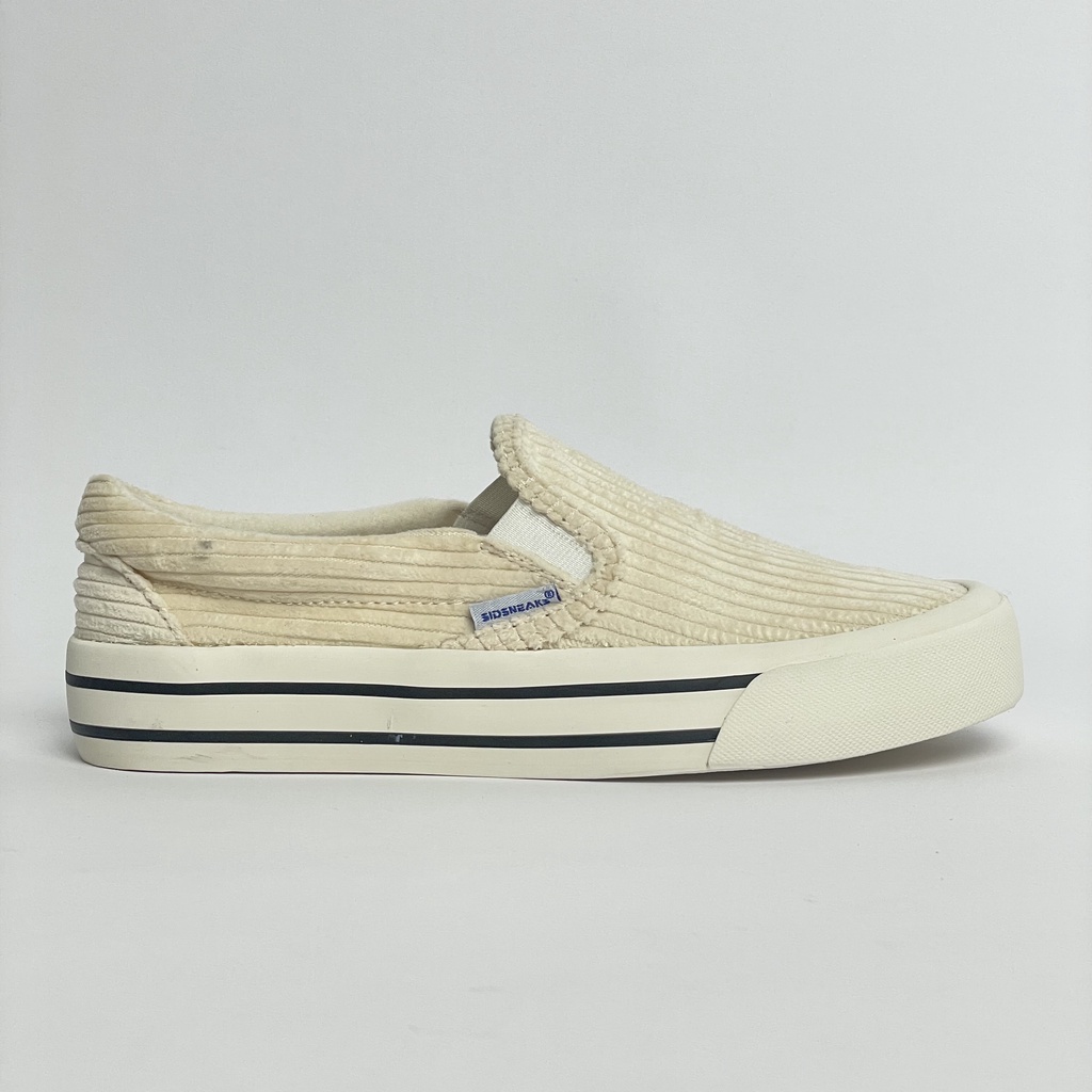 SIDSNEAKS Sepatu Slip On Pria Exelas Corduroy Broken White