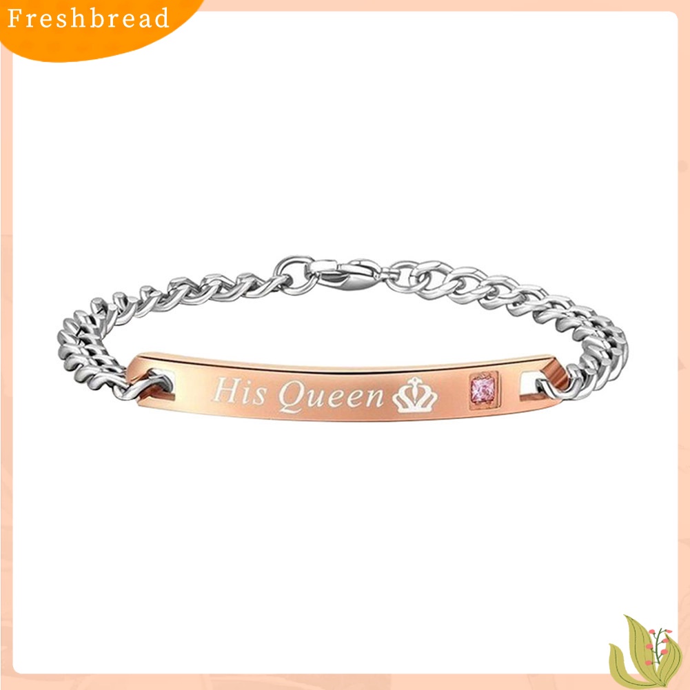 &lt; Freshbread &gt; His Queen Her King Crown Couple Lover Wristband Gelang Bangle Perhiasan Hadiah
