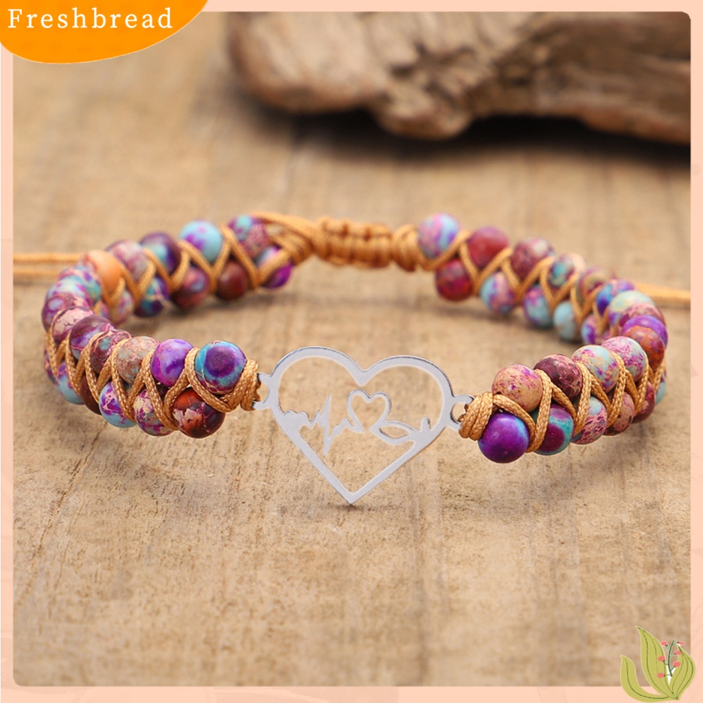 &lt; Freshbread &gt; Gelang Couple Double-layered Hand Woven Adjustable Stainless Steel Cinta Hati Dikepang Tali Keberuntungan Pesona Gelang Aksesori Perhiasan