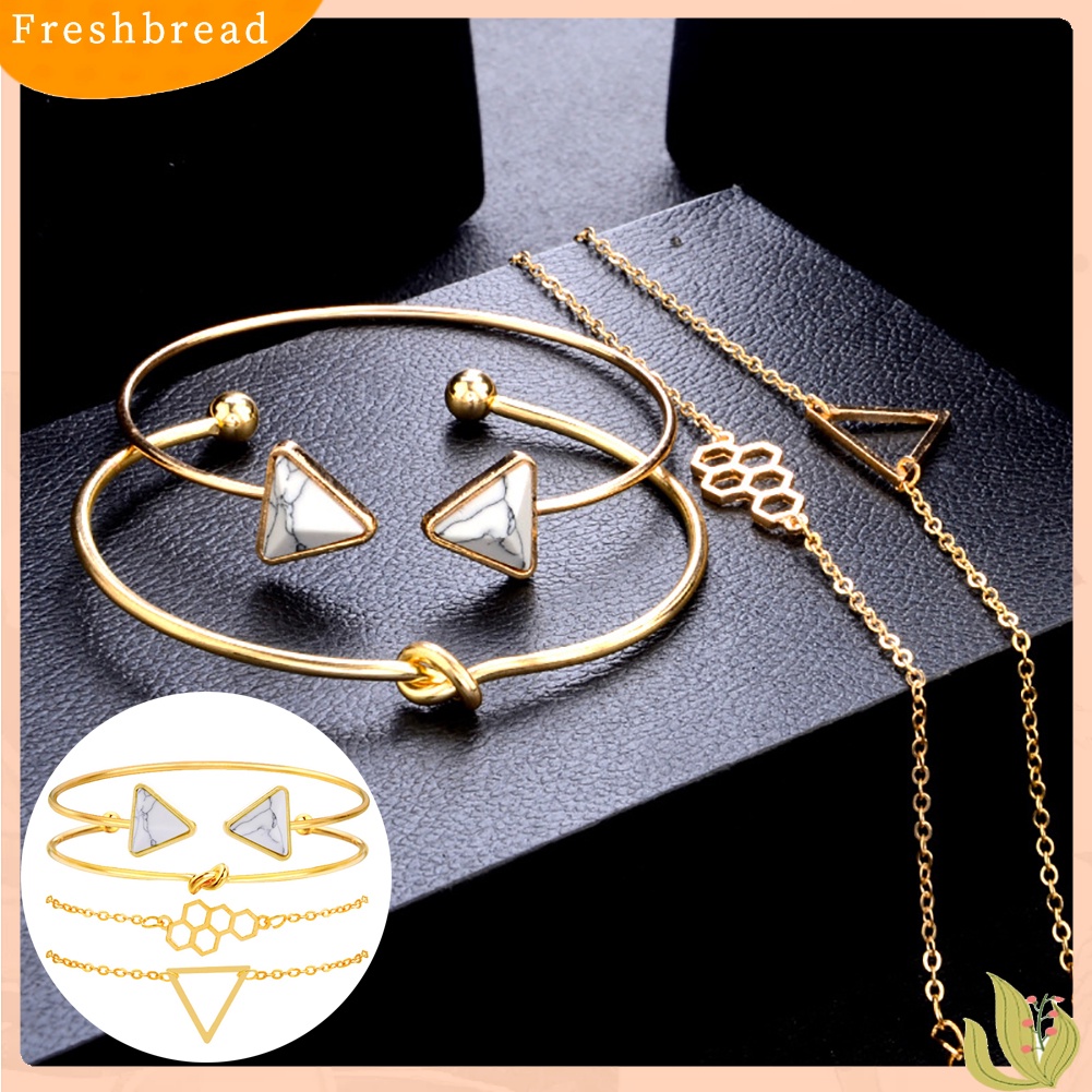 &lt; Freshbread &gt; Multi Layers Jewelry Honeycomb Triangle Knot Bracelet Adjustable Open Bangle